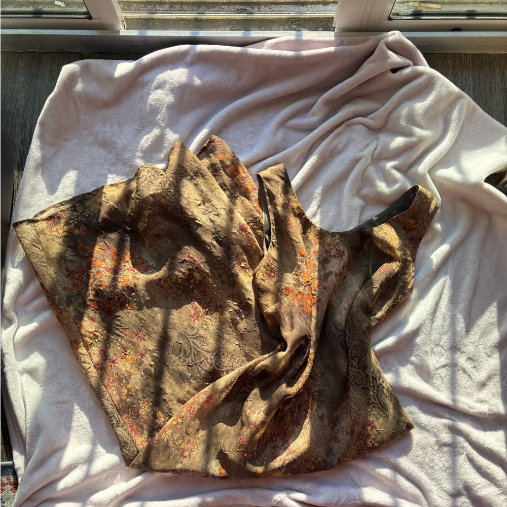K Studio Floral Paisley Chiffon Brown and Green Sleeveless Maxi Dress and Jacket
